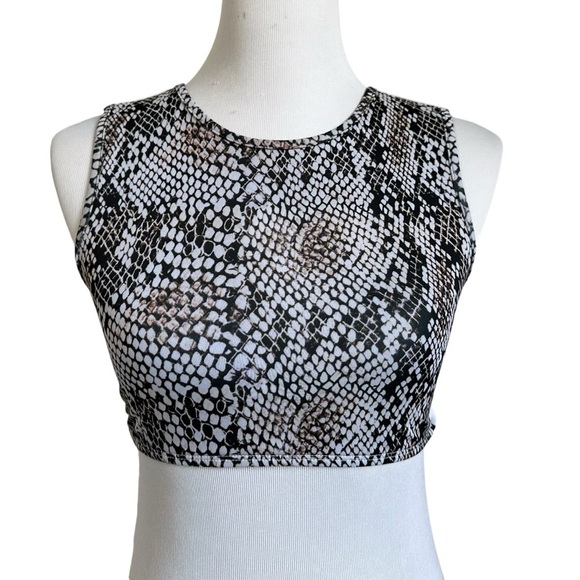 Beth Richards Womens Snake Print Tankini Bikini Swim Top Sz Small Back Cutout - Picture 1 of 6